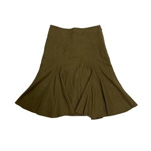 Studio Point linen mid length skirt size 4 W28 L26 khaki green